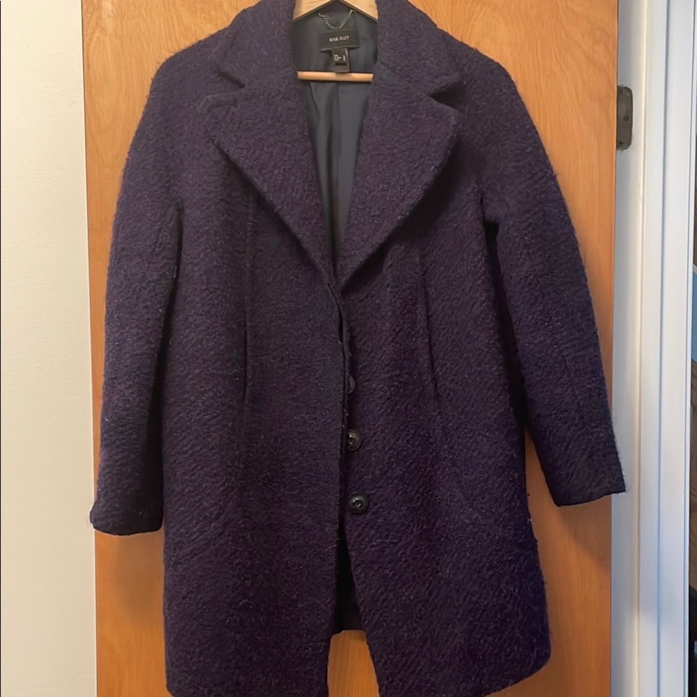 Mango Blue Pea Coat with Wide Lapels